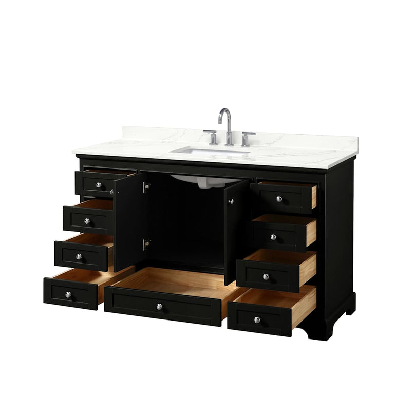 Deborah 60" Free Standing Single Basin Vanity Set with Cabinet and Quartz Vanity Top - image 3