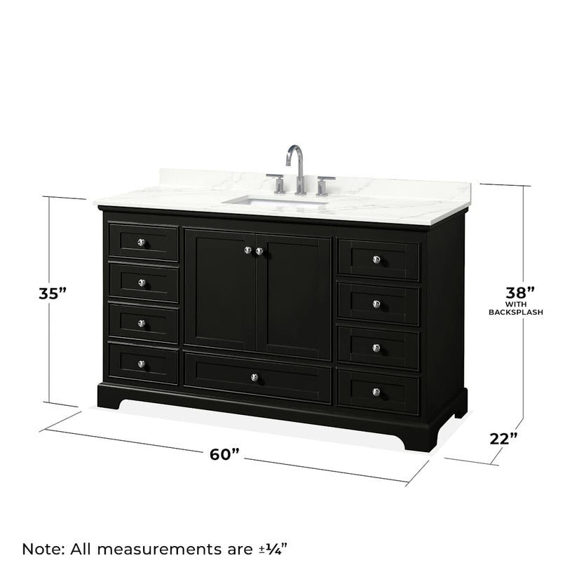 Deborah 60" Free Standing Single Basin Vanity Set with Cabinet and Quartz Vanity Top - image 6