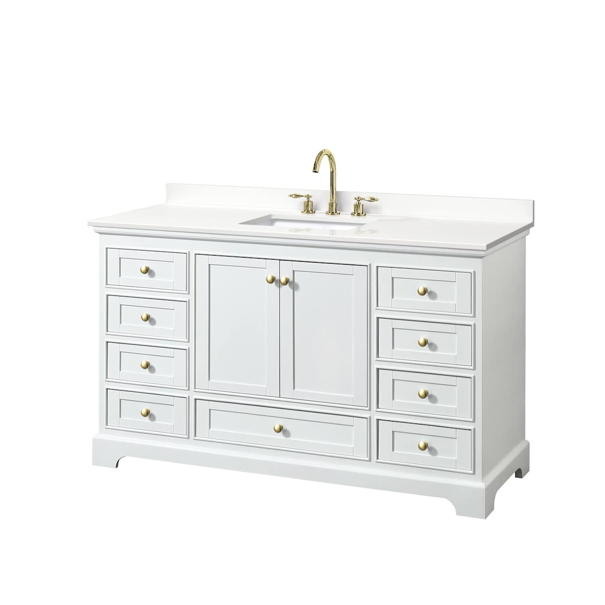 Deborah 60" Free Standing Single Basin Vanity Set with Cabinet and Quartz Vanity Top