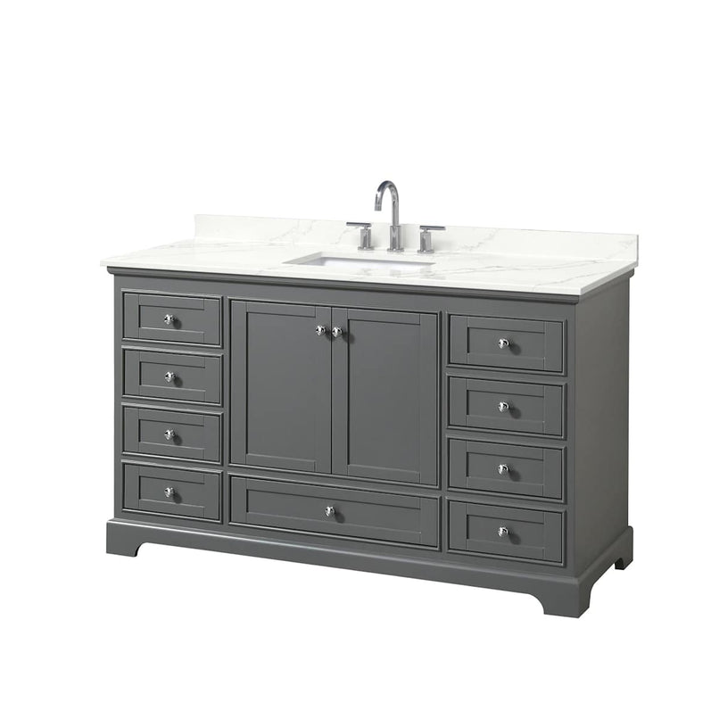 Deborah 60" Free Standing Single Basin Vanity Set with Cabinet and Quartz Vanity Top - image 15