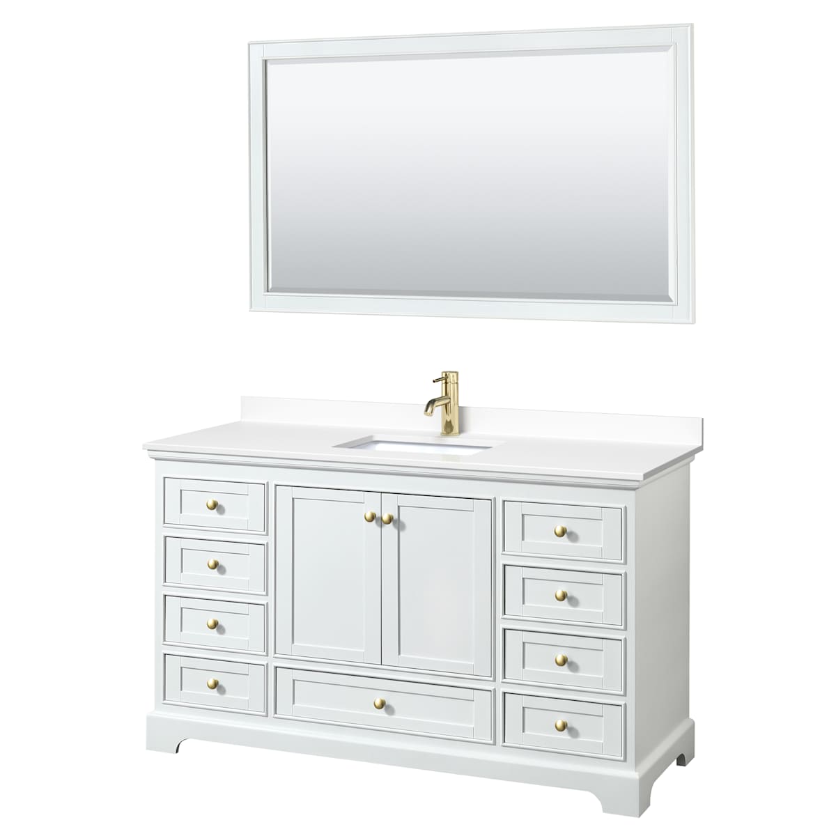 Deborah 60" Free Standing Single Basin Vanity Set with Cultured Marble Vanity Top and Framed Mirror
