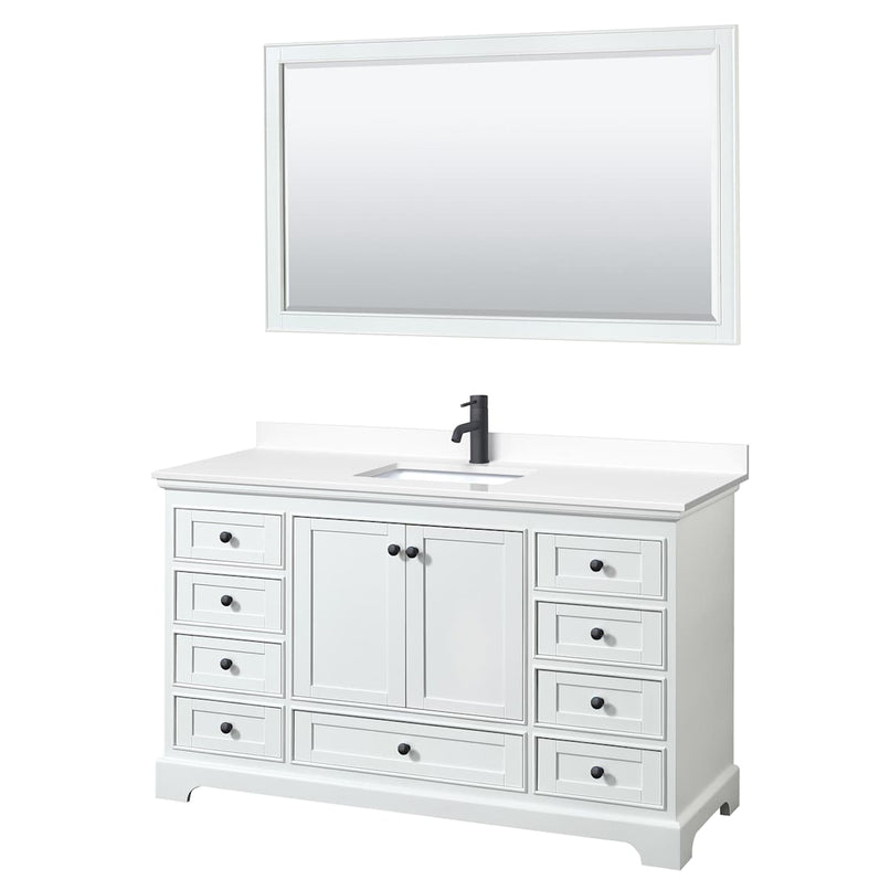 Deborah 60" Free Standing Single Basin Vanity Set with Cultured Marble Vanity Top and Framed Mirror - image 16