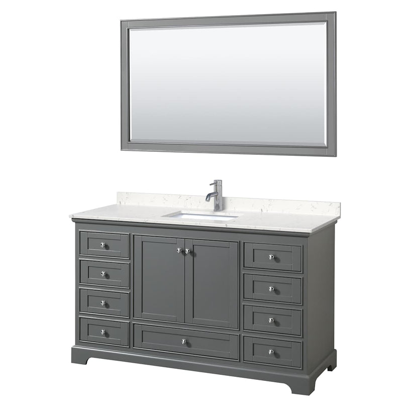 Deborah 60" Free Standing Single Basin Vanity Set with Cultured Marble Vanity Top and Framed Mirror - image 18