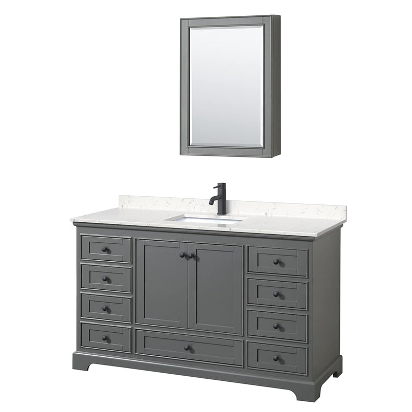 Deborah 60" Free Standing Single Basin Vanity Set with Cultured Marble Vanity Top and Framed Mirror - image 2