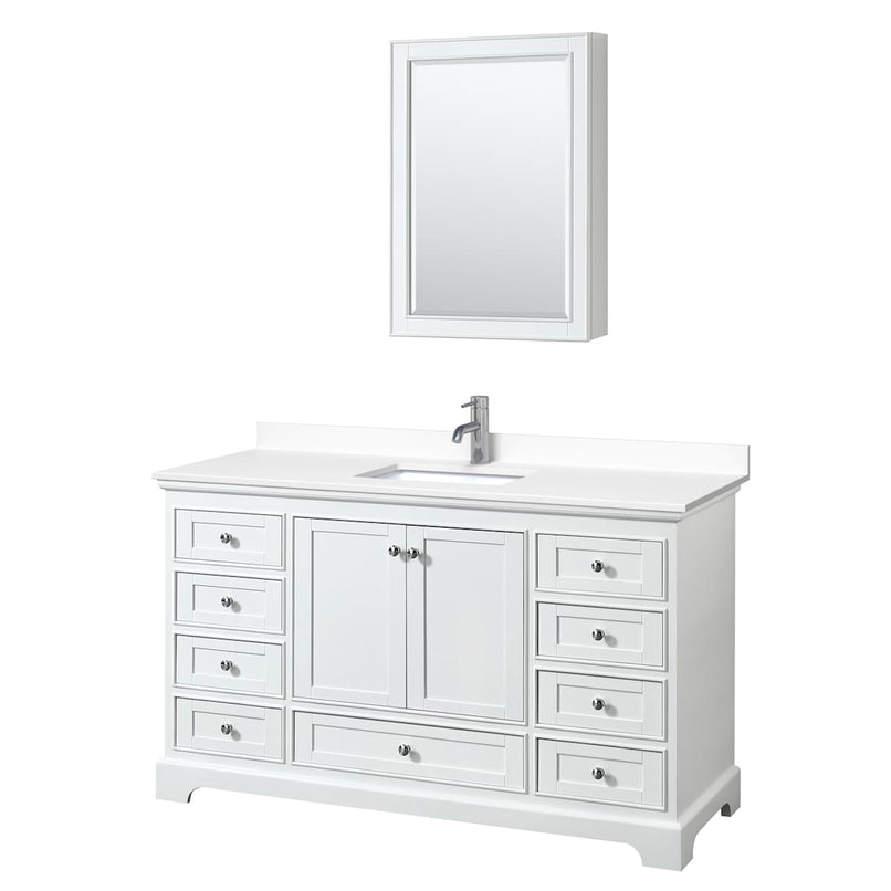 Deborah 60" Free Standing Single Basin Vanity Set with Cultured Marble Vanity Top and Framed Mirror - image 10