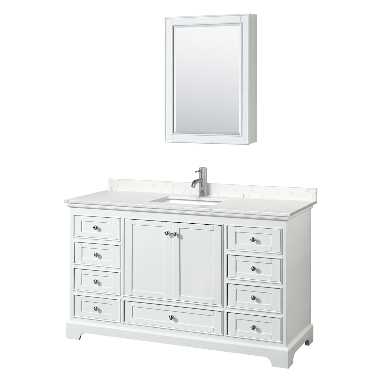 Deborah 60" Free Standing Single Basin Vanity Set with Cultured Marble Vanity Top and Framed Mirror - image 11