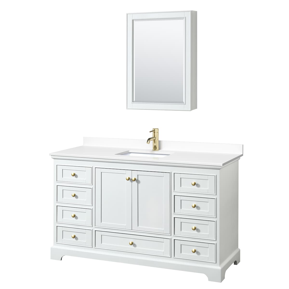 Deborah 60" Free Standing Single Basin Vanity Set with Cultured Marble Vanity Top and Framed Mirror