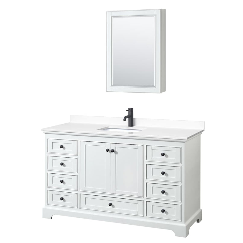 Deborah 60" Free Standing Single Basin Vanity Set with Cultured Marble Vanity Top and Framed Mirror - image 16