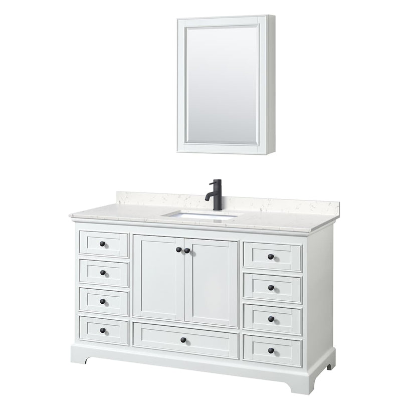 Deborah 60" Free Standing Single Basin Vanity Set with Cultured Marble Vanity Top and Framed Mirror - image 17