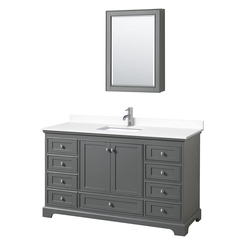 Deborah 60" Free Standing Single Basin Vanity Set with Cultured Marble Vanity Top and Framed Mirror - image 18