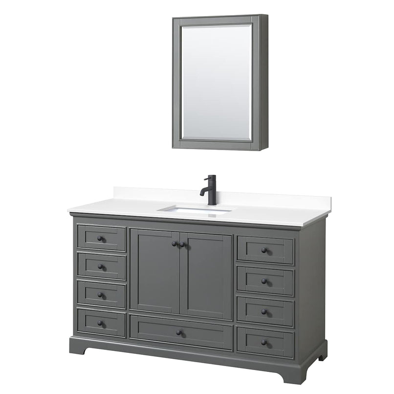 Deborah 60" Free Standing Single Basin Vanity Set with Cultured Marble Vanity Top and Framed Mirror - image 20