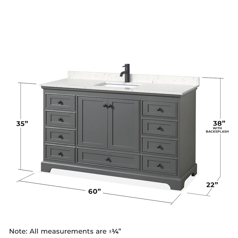 Deborah 60" Free Standing Single Basin Vanity Set with Cultured Marble Vanity Top - image 5