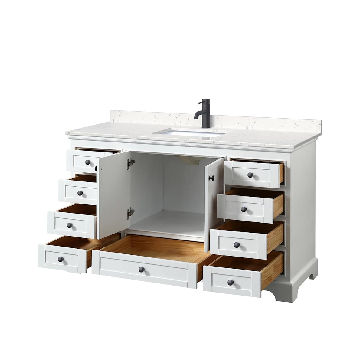 Deborah 60" Free Standing Single Basin Vanity Set with Cultured Marble Vanity Top