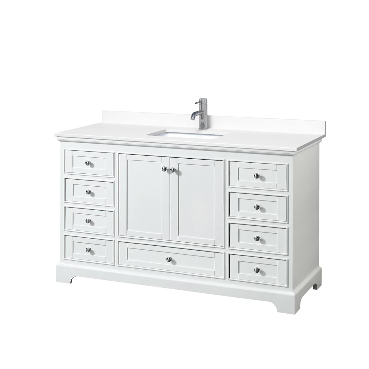 Deborah 60" Free Standing Single Basin Vanity Set with Cultured Marble Vanity Top
