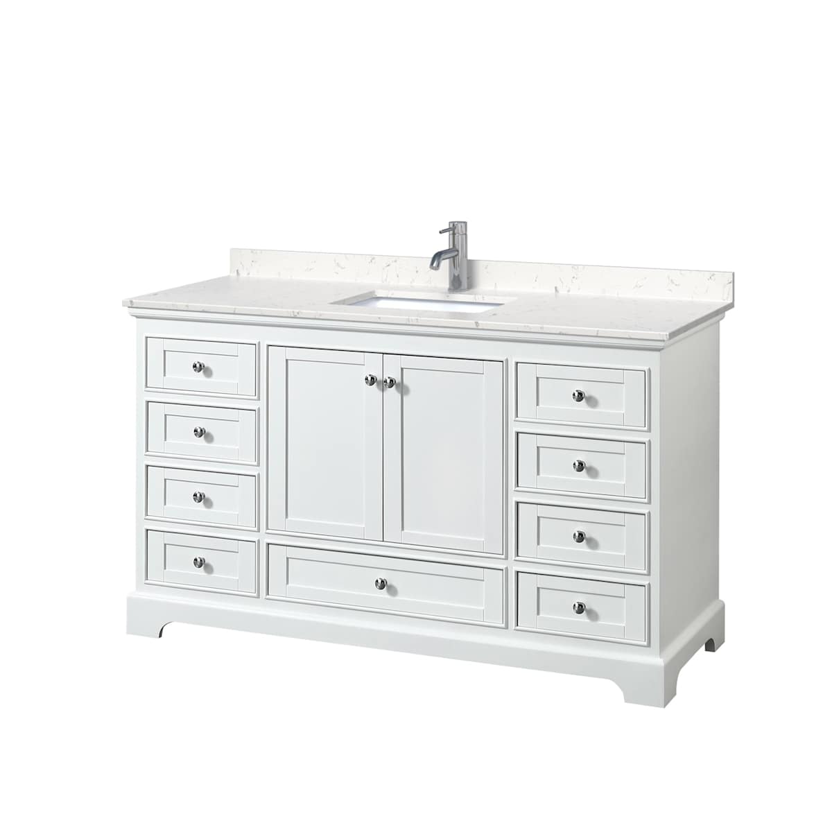 Deborah 60" Free Standing Single Basin Vanity Set with Cultured Marble Vanity Top