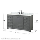 Deborah 60" Free Standing Single Vanity Set with Wood Cabinet, Marble Vanity Top, and Framed Mirror - image 6