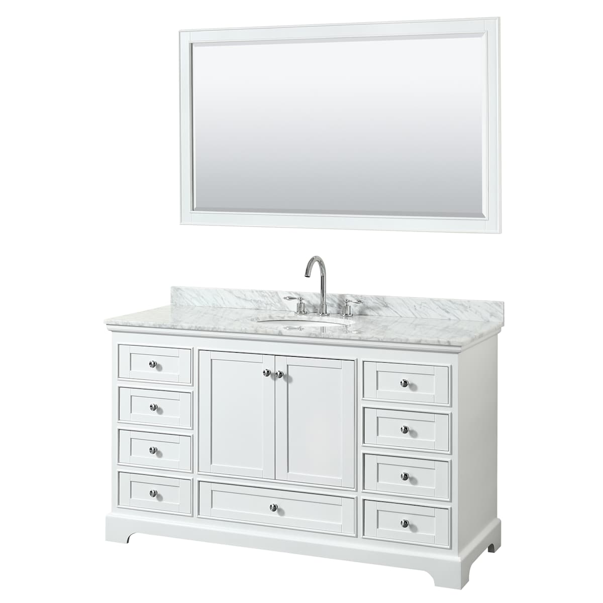 Deborah 60" Free Standing Single Vanity Set with Wood Cabinet, Marble Vanity Top, and Framed Mirror - image 8