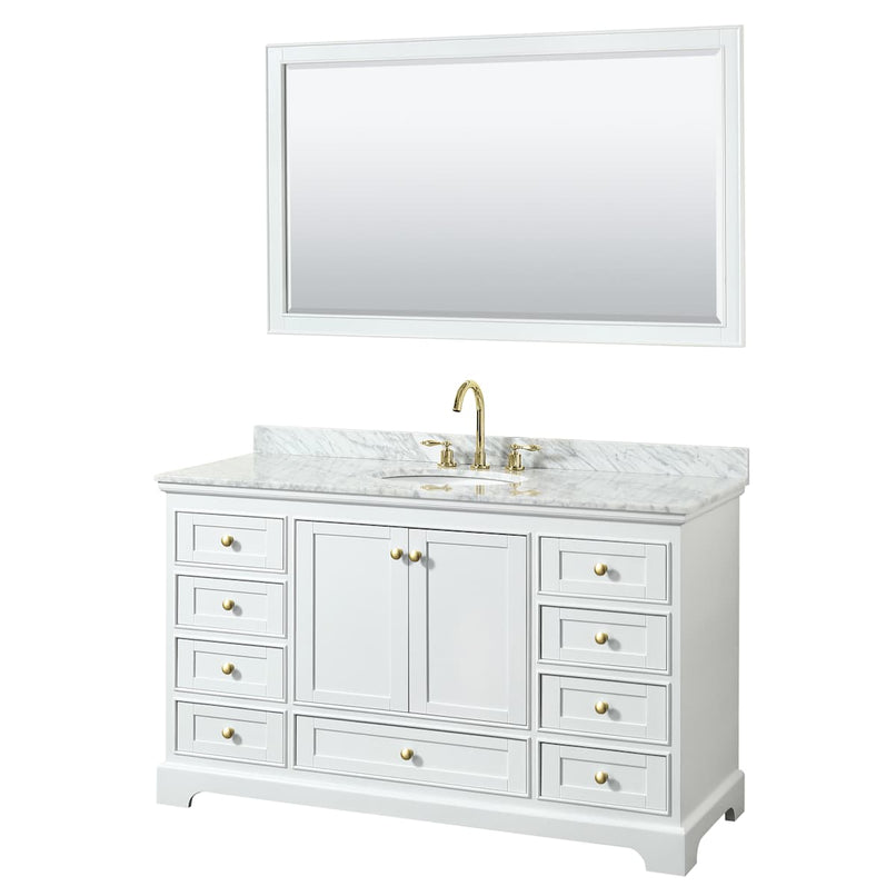 Deborah 60" Free Standing Single Vanity Set with Wood Cabinet, Marble Vanity Top, and Framed Mirror - image 9