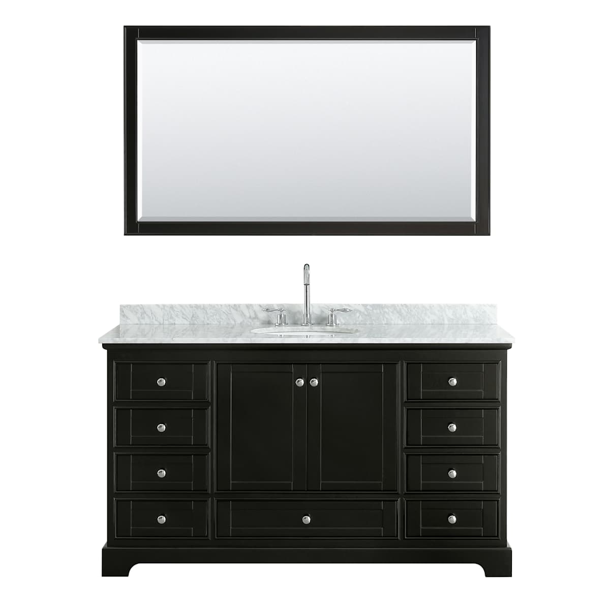 Deborah 60" Free Standing Single Vanity Set with Wood Cabinet, Marble Vanity Top, and Framed Mirror - image 12