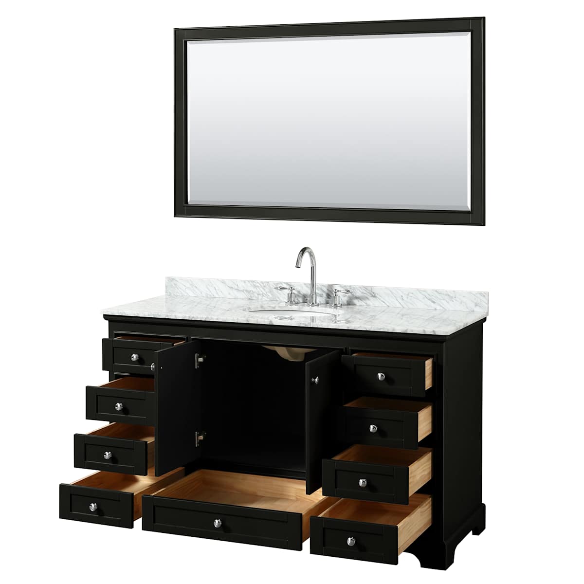 Deborah 60" Free Standing Single Vanity Set with Wood Cabinet, Marble Vanity Top, and Framed Mirror - image 20
