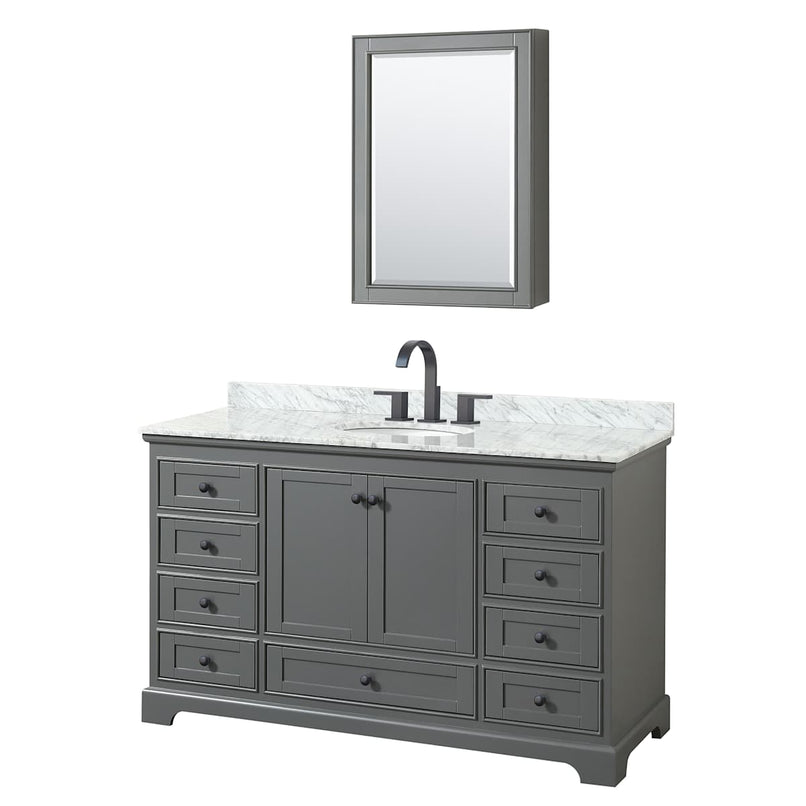 Deborah 60" Free Standing Single Vanity Set with Wood Cabinet, Marble Vanity Top, and Medicine Cabinet - image 2
