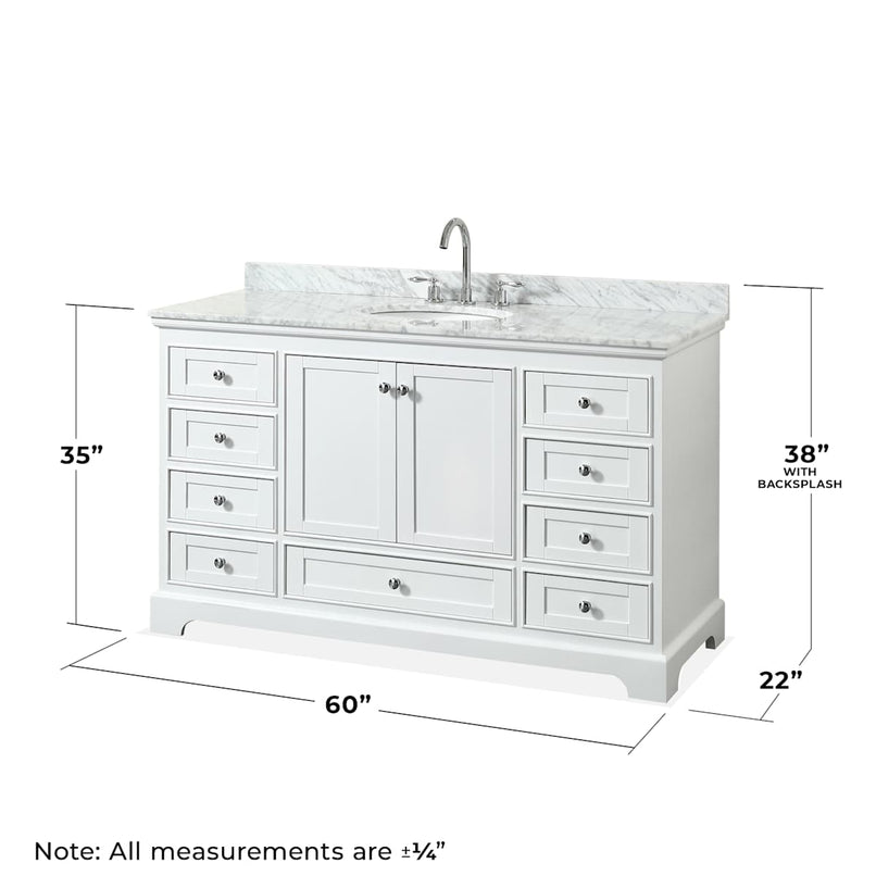 Deborah 60" Free Standing Single Vanity Set with Wood Cabinet, Marble Vanity Top, and Medicine Cabinet - image 4