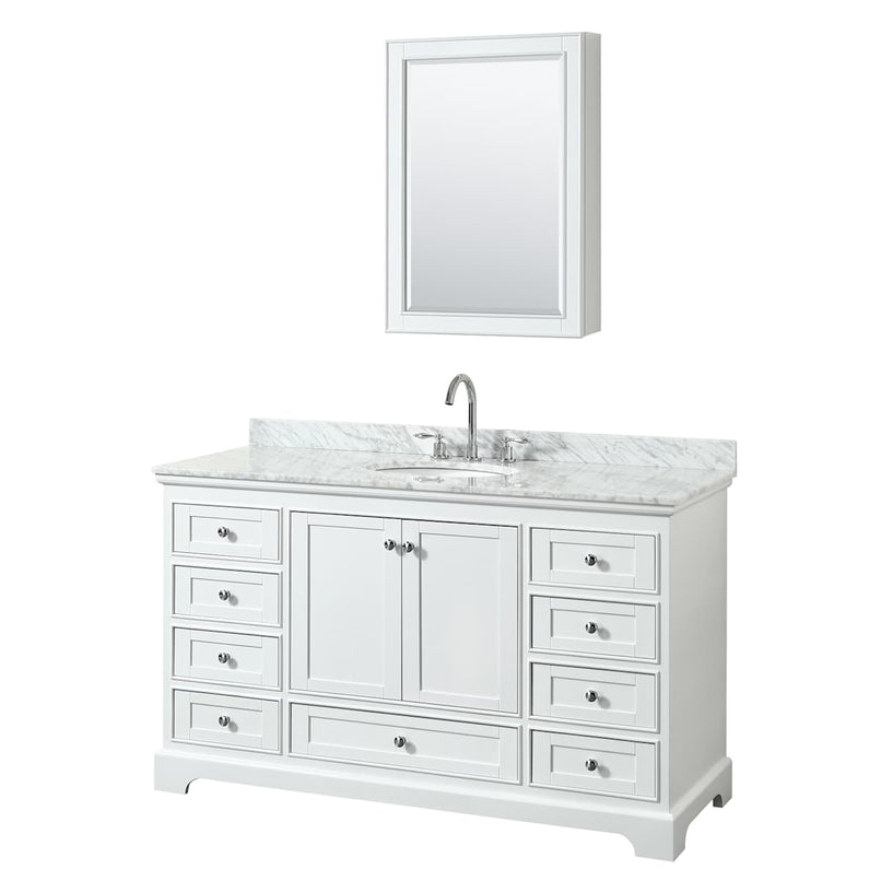 Deborah 60" Free Standing Single Vanity Set with Wood Cabinet, Marble Vanity Top, and Medicine Cabinet - image 8