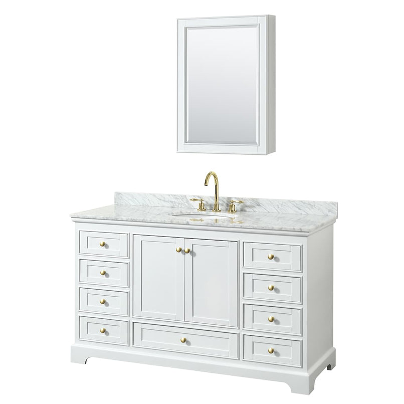 Deborah 60" Free Standing Single Vanity Set with Wood Cabinet, Marble Vanity Top, and Medicine Cabinet - image 9
