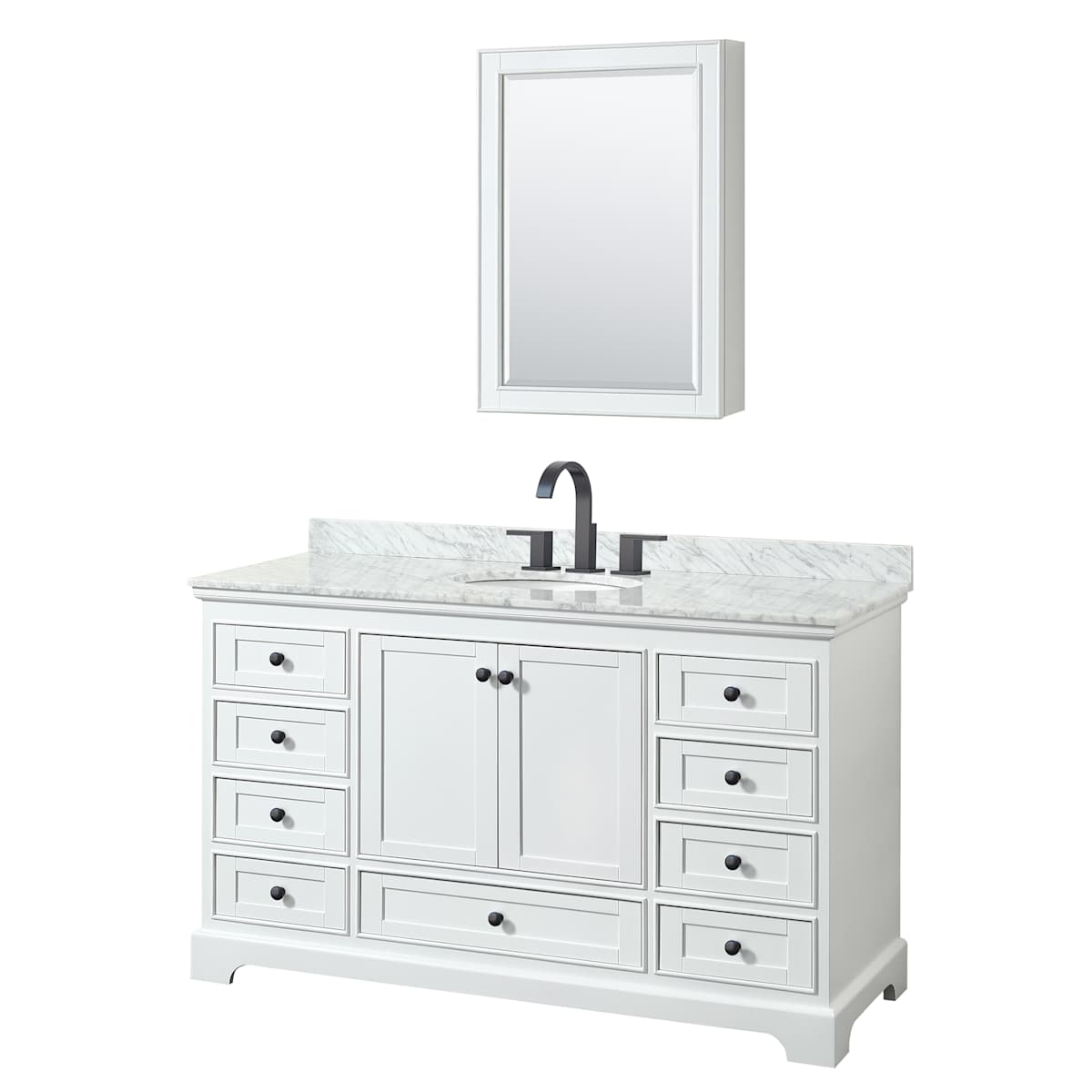 Deborah 60" Free Standing Single Vanity Set with Wood Cabinet, Marble Vanity Top, and Medicine Cabinet - image 10