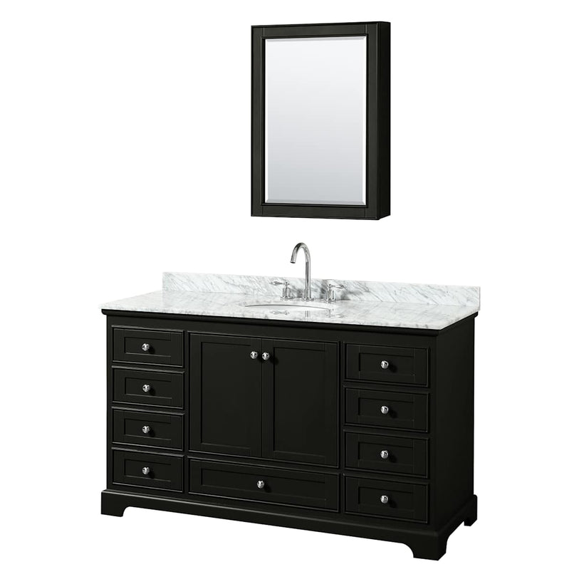 Deborah 60" Free Standing Single Vanity Set with Wood Cabinet, Marble Vanity Top, and Medicine Cabinet - image 13