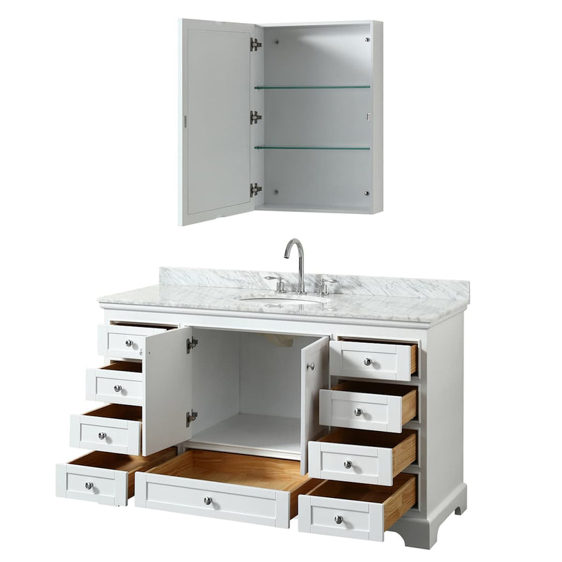 Deborah 60" Free Standing Single Vanity Set with Wood Cabinet, Marble Vanity Top, and Medicine Cabinet - image 16