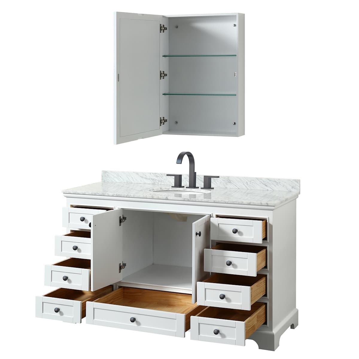 Deborah 60" Free Standing Single Vanity Set with Wood Cabinet, Marble Vanity Top, and Medicine Cabinet - image 17