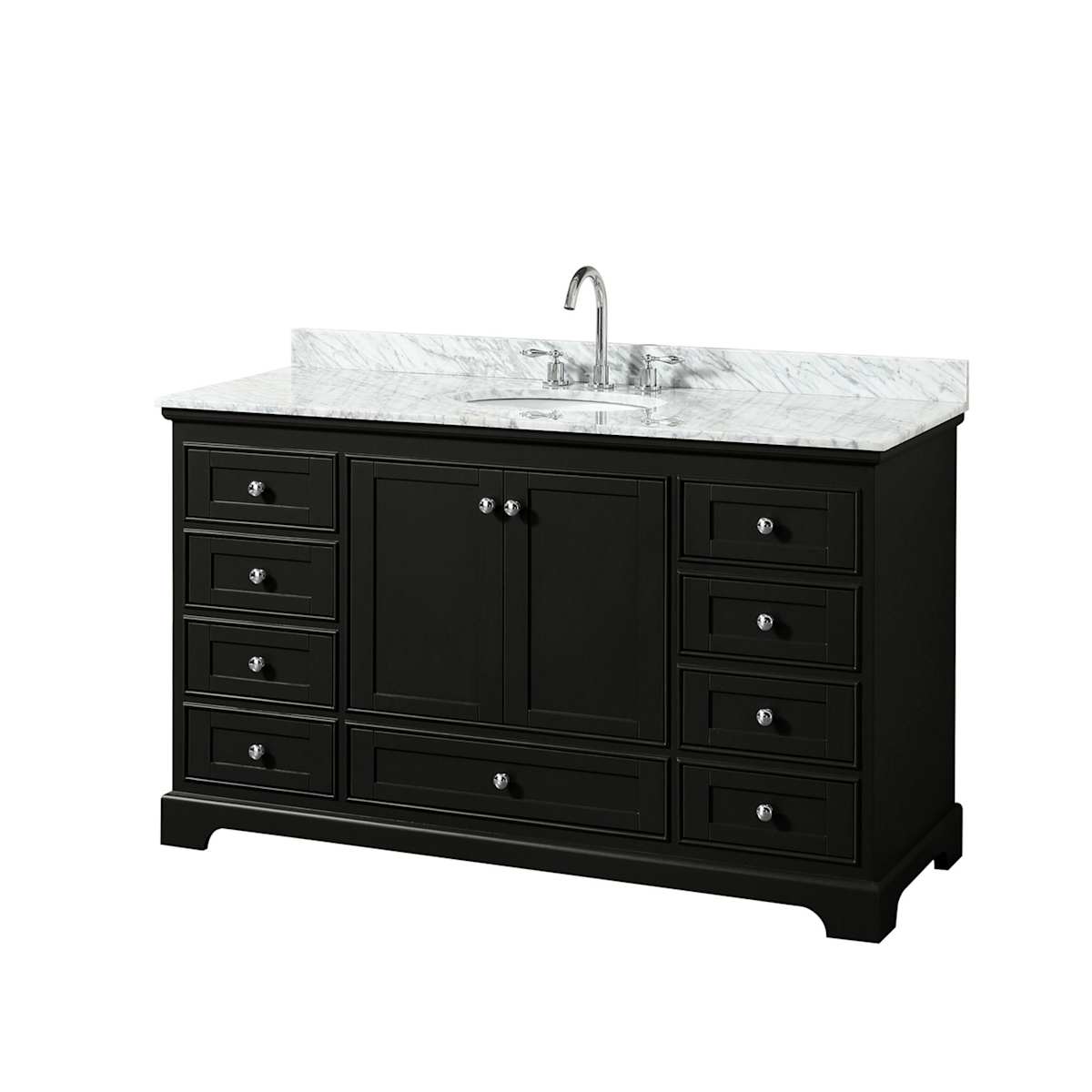 Deborah 60" Free Standing Single Vanity Set with Wood Cabinet and Marble Vanity Top