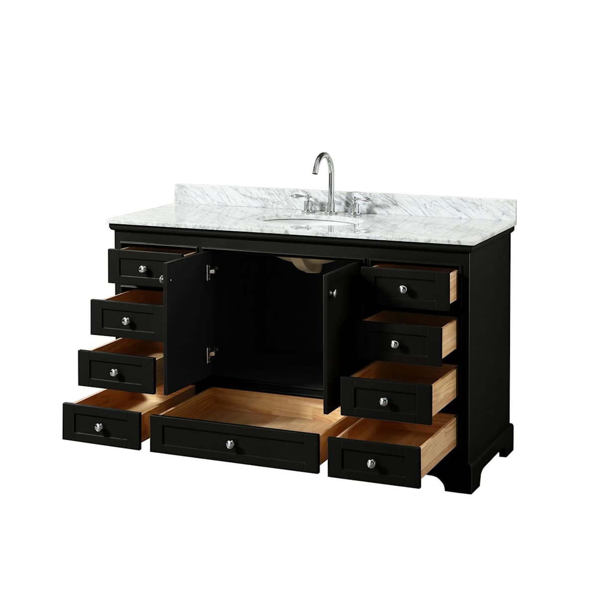 Deborah 60" Free Standing Single Vanity Set with Wood Cabinet and Marble Vanity Top