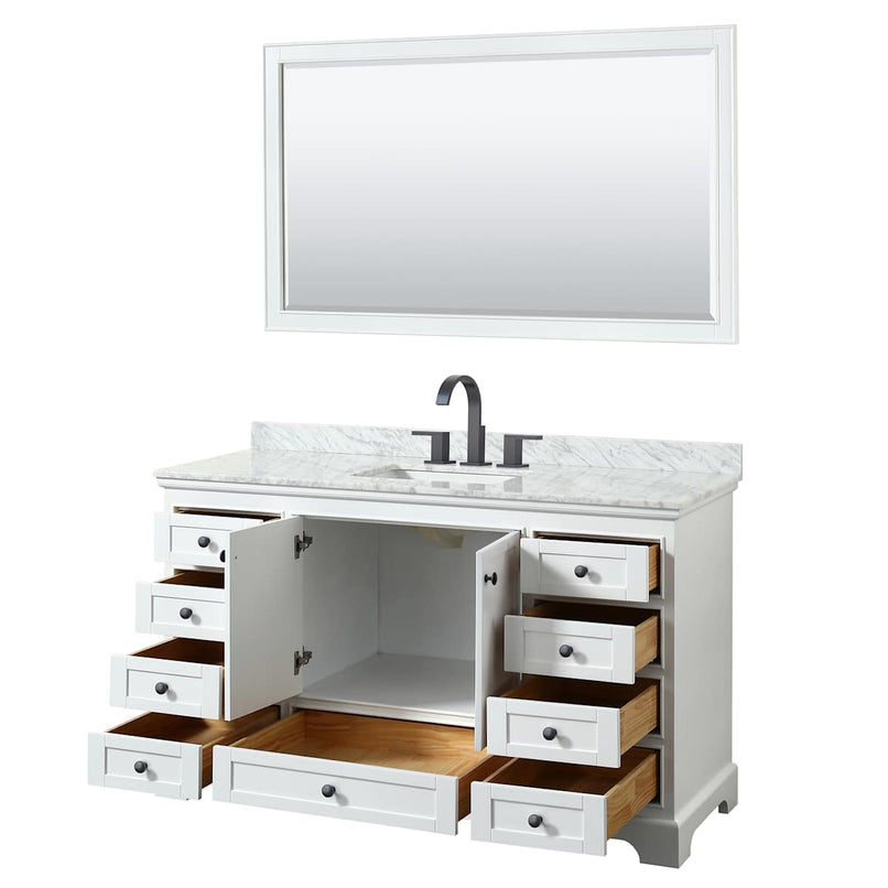 Deborah 60" Free Standing Single Vanity Set with Wood Cabinet, Marble Vanity Top, and Framed Mirror - image 9
