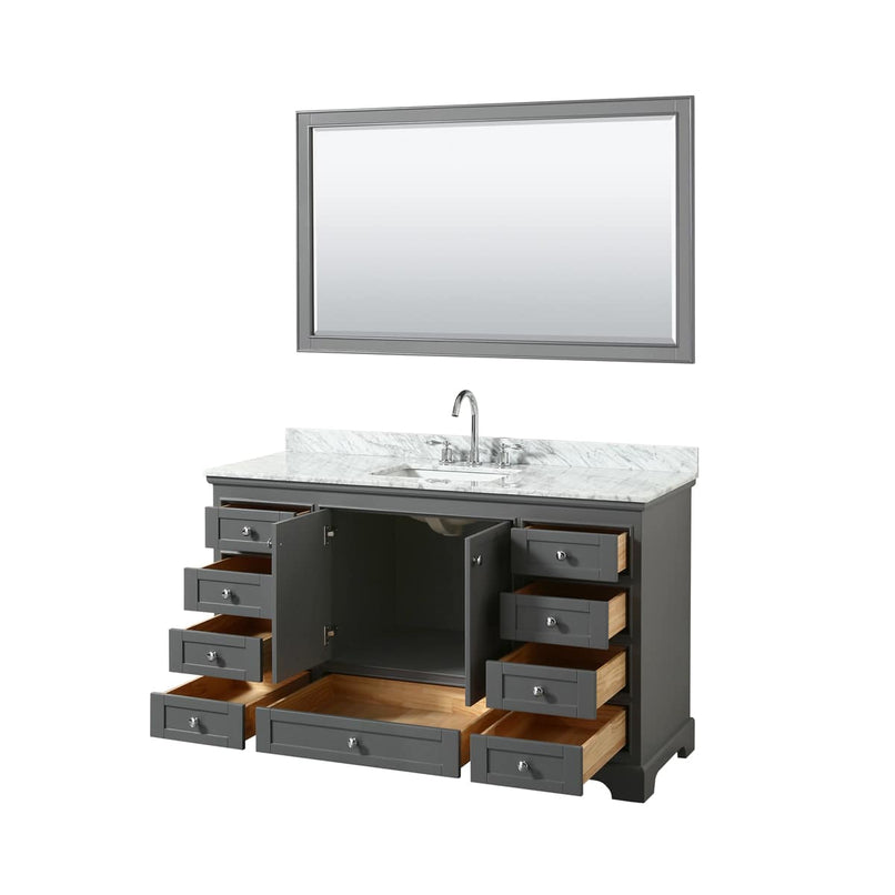 Deborah 60" Free Standing Single Vanity Set with Wood Cabinet, Marble Vanity Top, and Framed Mirror - image 12