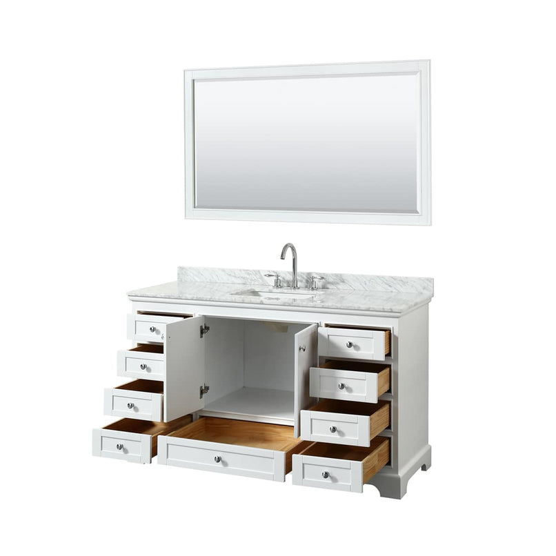 Deborah 60" Free Standing Single Vanity Set with Wood Cabinet, Marble Vanity Top, and Framed Mirror - image 14
