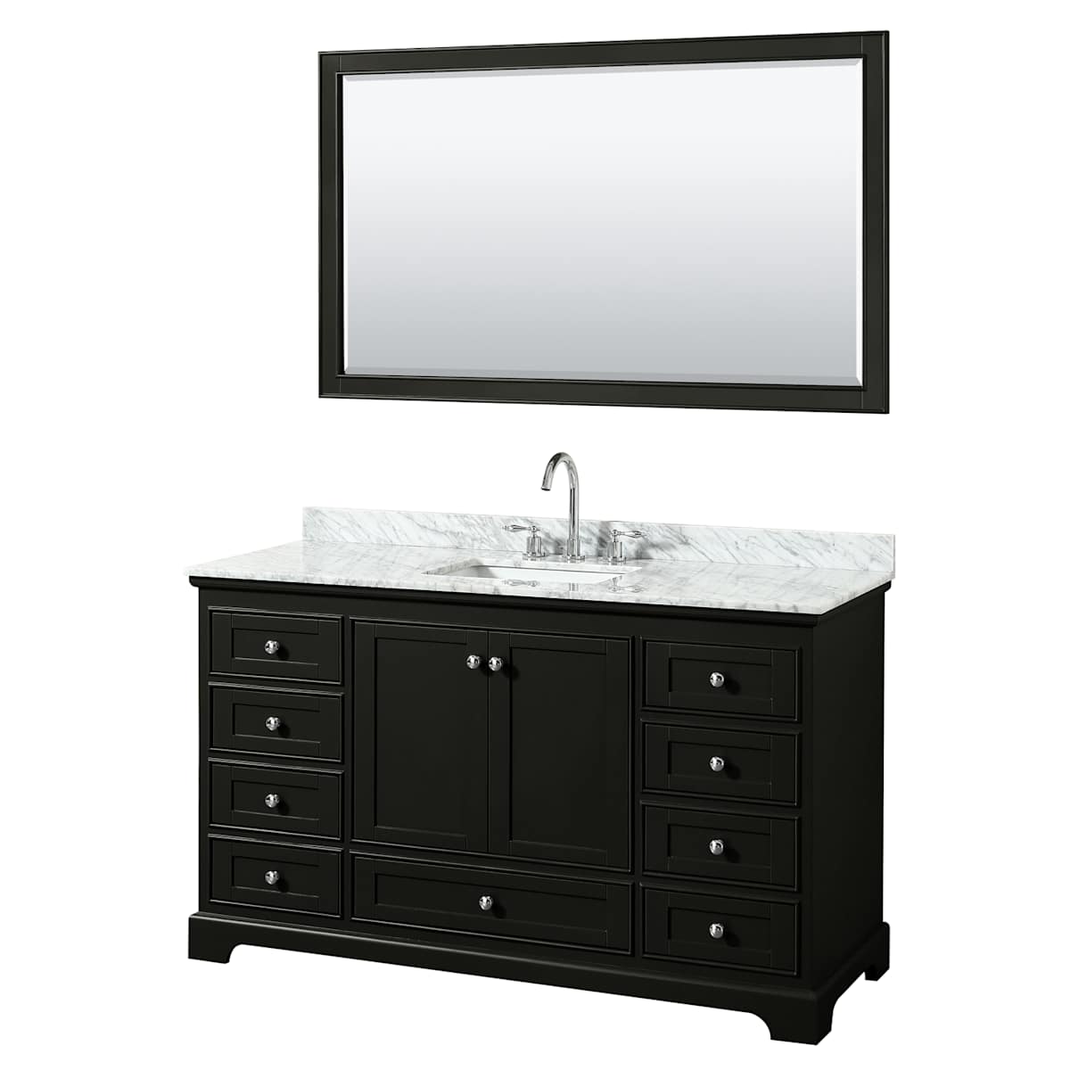 Deborah 60" Free Standing Single Vanity Set with Wood Cabinet, Marble Vanity Top, and Framed Mirror - image 15