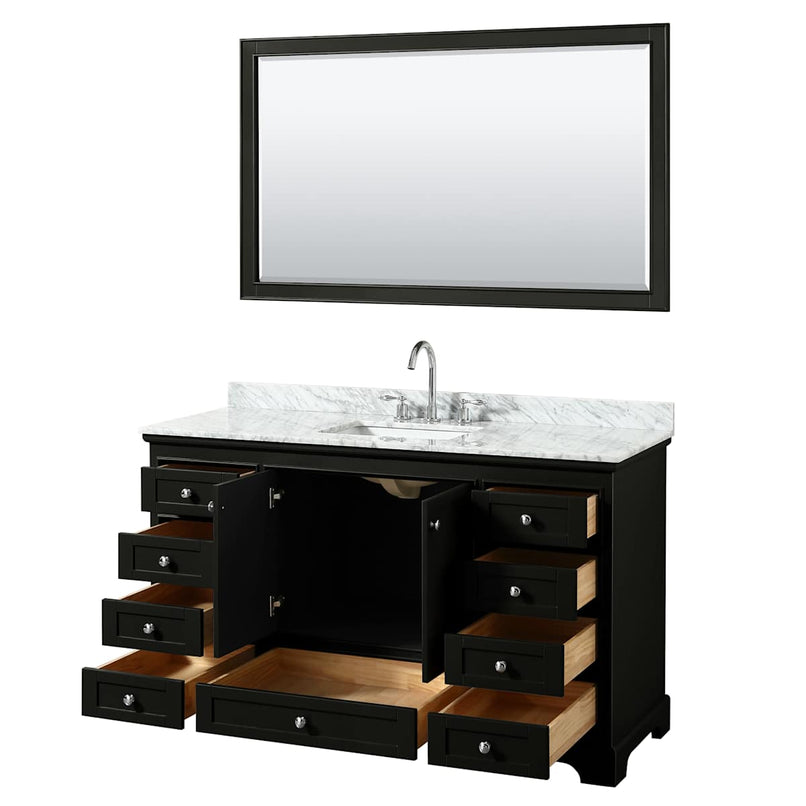 Deborah 60" Free Standing Single Vanity Set with Wood Cabinet, Marble Vanity Top, and Framed Mirror - image 16
