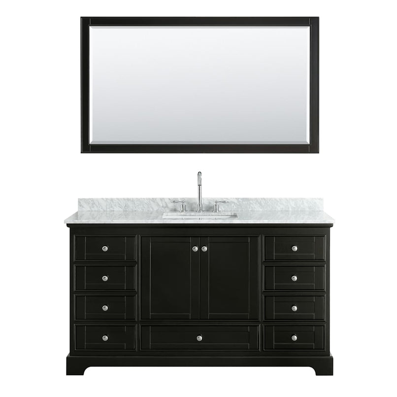Deborah 60" Free Standing Single Vanity Set with Wood Cabinet, Marble Vanity Top, and Framed Mirror - image 17