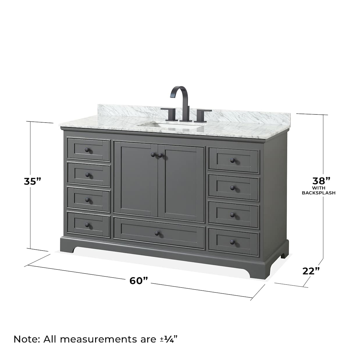 Deborah 60" Free Standing Single Vanity Set with Wood Cabinet, Marble Vanity Top, and Medicine Cabinet