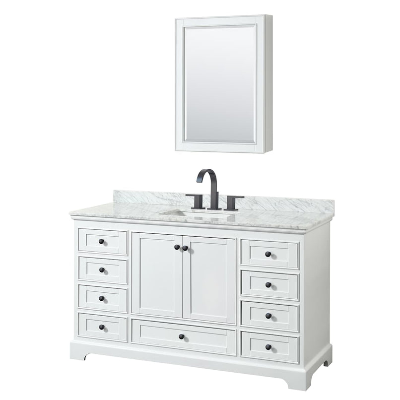 Deborah 60" Free Standing Single Vanity Set with Wood Cabinet, Marble Vanity Top, and Medicine Cabinet - image 9