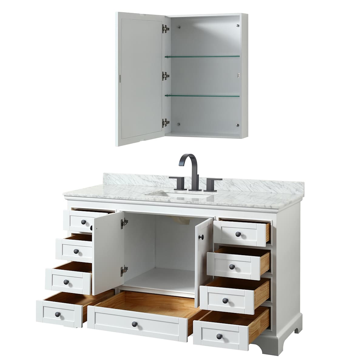 Deborah 60" Free Standing Single Vanity Set with Wood Cabinet, Marble Vanity Top, and Medicine Cabinet - image 10
