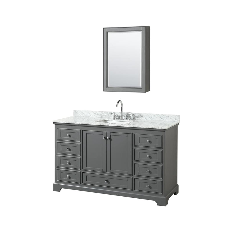 Deborah 60" Free Standing Single Vanity Set with Wood Cabinet, Marble Vanity Top, and Medicine Cabinet - image 13