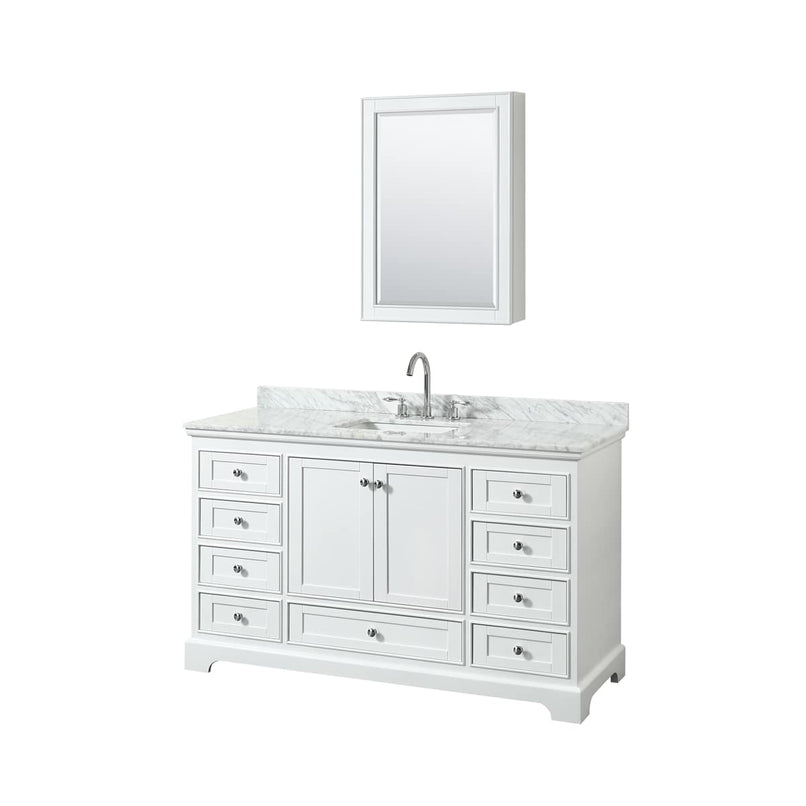 Deborah 60" Free Standing Single Vanity Set with Wood Cabinet, Marble Vanity Top, and Medicine Cabinet - image 15
