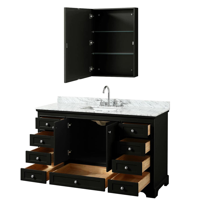 Deborah 60" Free Standing Single Vanity Set with Wood Cabinet, Marble Vanity Top, and Medicine Cabinet - image 18