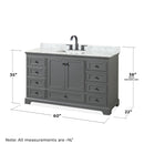 Deborah 60" Free Standing Single Vanity Set with Wood Cabinet and Marble Vanity Top - image 5