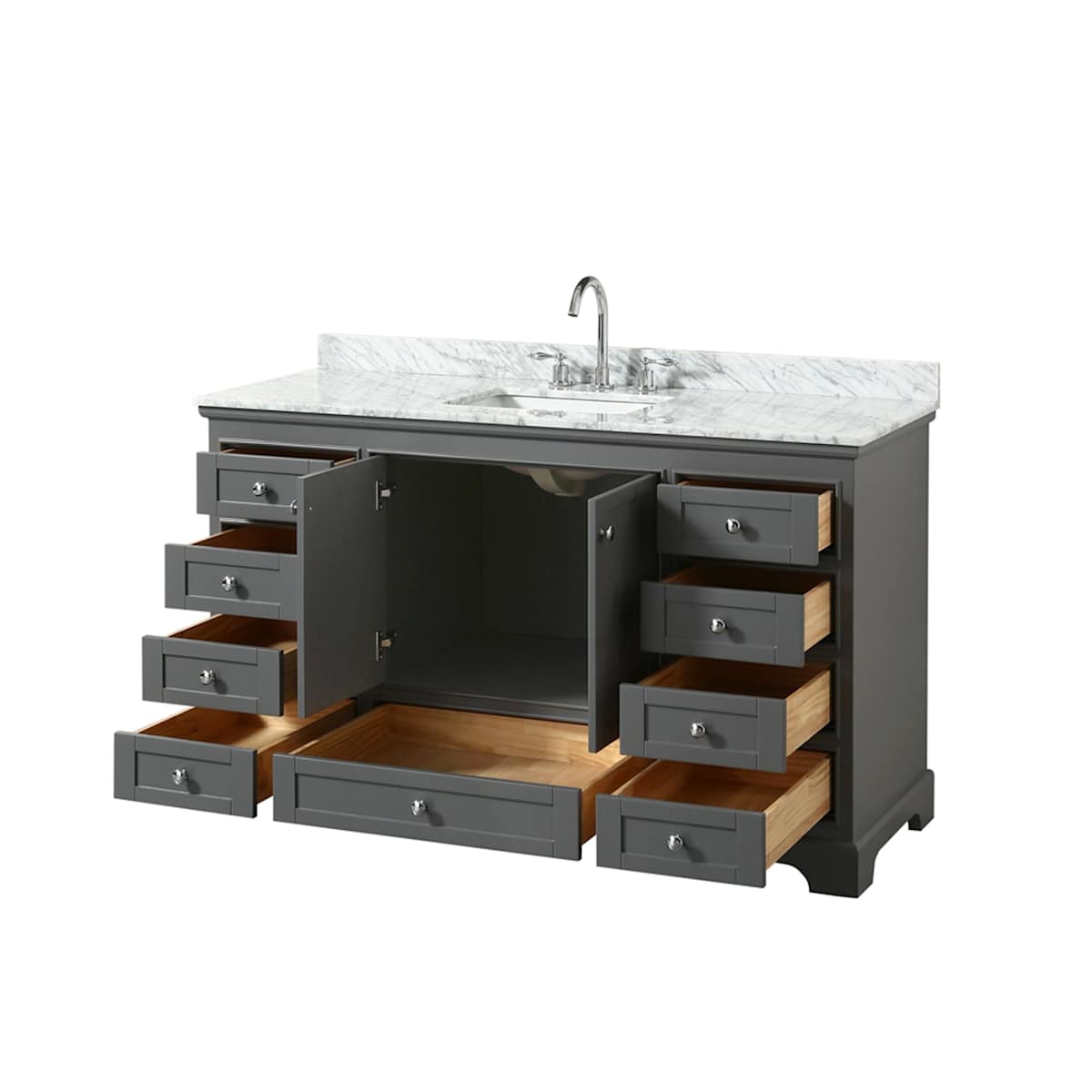 Deborah 60" Free Standing Single Vanity Set with Wood Cabinet and Marble Vanity Top