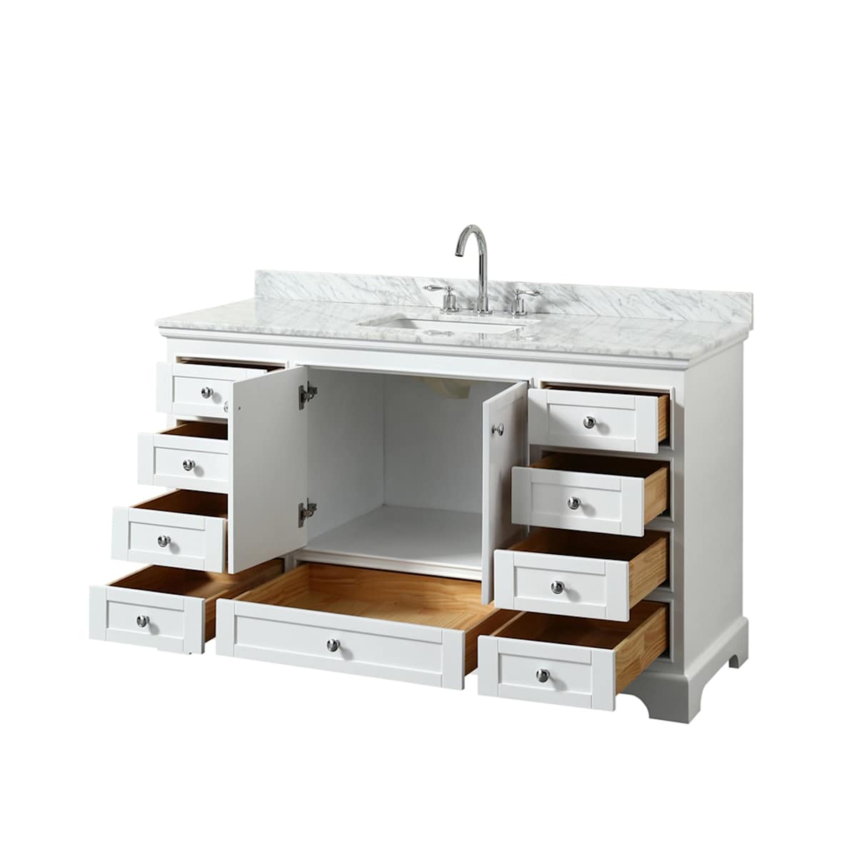 Deborah 60" Free Standing Single Vanity Set with Wood Cabinet and Marble Vanity Top