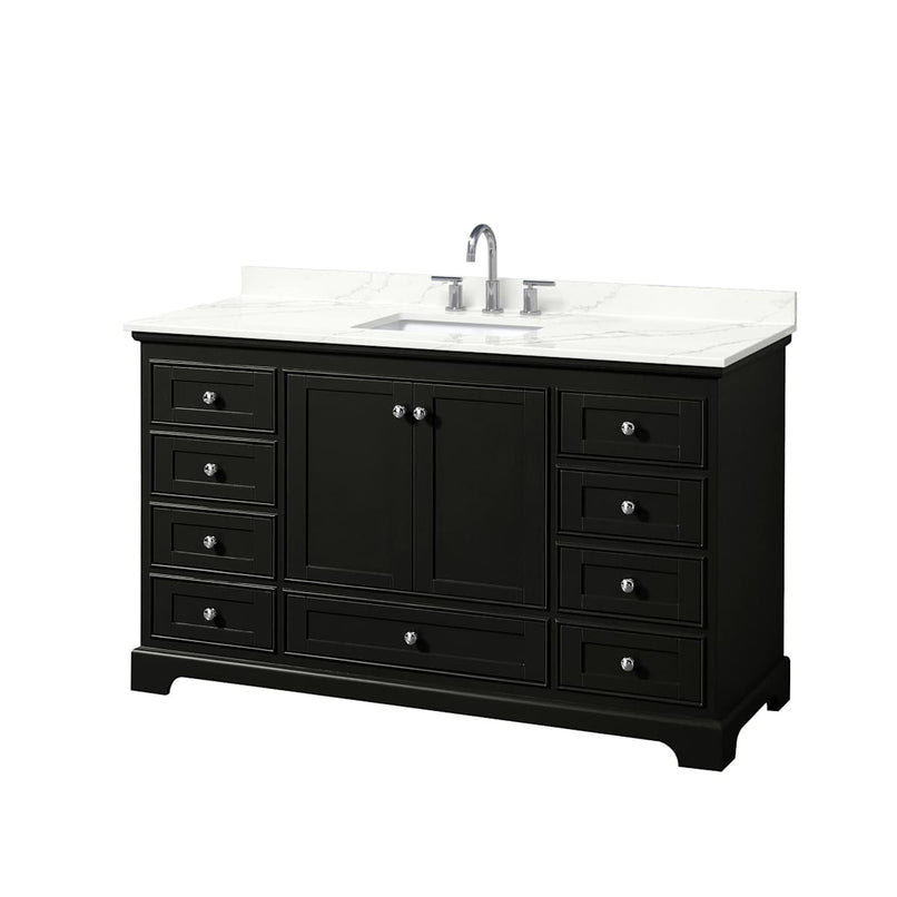 Deborah 60" Free Standing Single Basin Vanity Set with Cabinet and Quartz Vanity Top - image 1